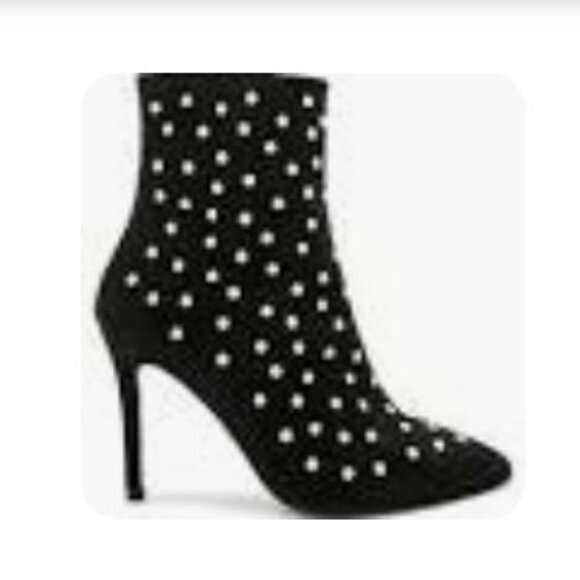 PRINCE BOOTIE IN BLACK LEATHER & CRYSTAL STUDS from Revolve - NIB! - Picture 1 of 5
